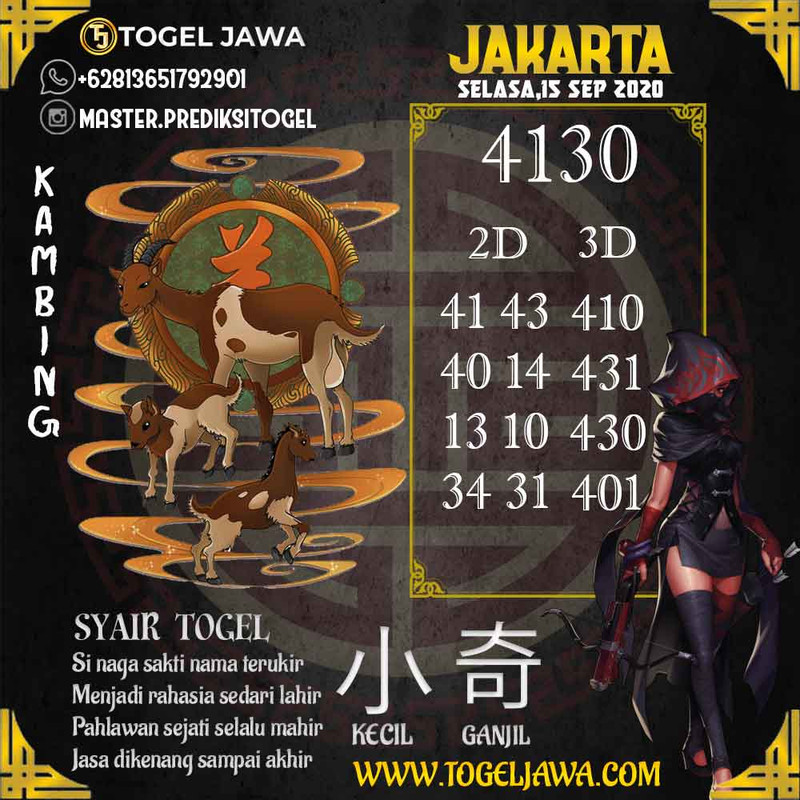 Prediksi Jakarta Tanggal 2020-09-15