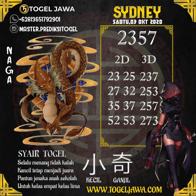 Prediksi Sydney Tanggal 2020-10-03